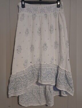 Justice Girls Size 10 Blue White Heart Skirt